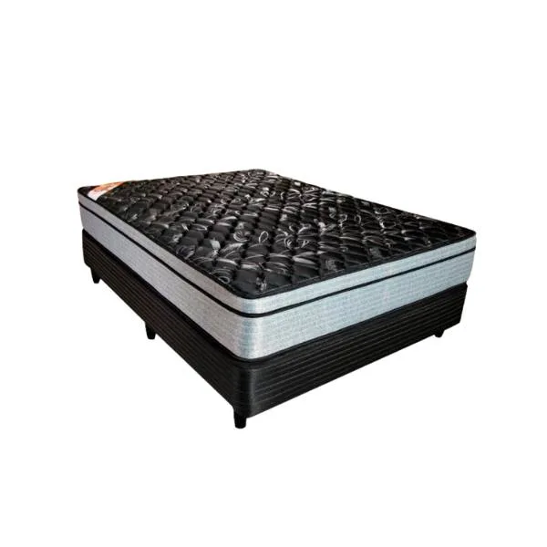 Conjunto 1.40x1.90x0.28 Mts resortes Equis black con Euro pillow (687NEP + UNI0557), Taurus - Imagen 1