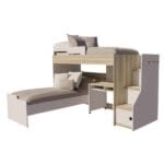 Cama cucheta 4 Juevenil con escritorio blanco/nocce antico CUCHETA 4-BNA, Emc