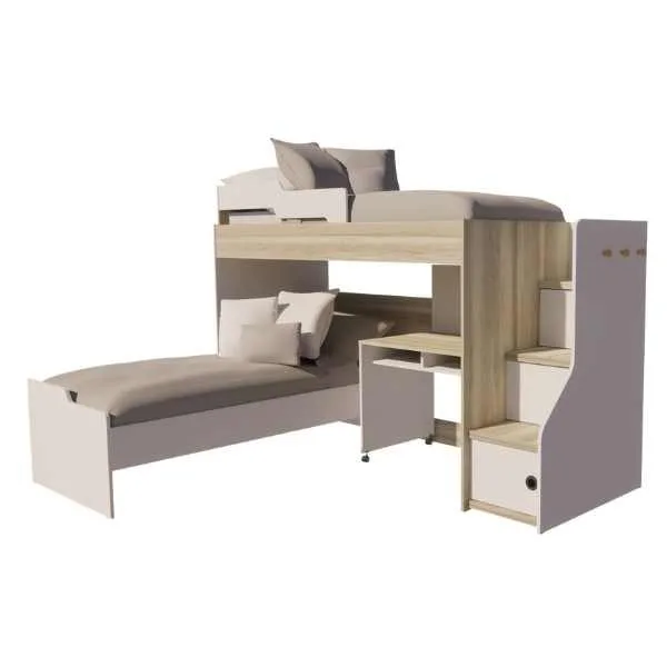 xr:d:DAFdeHdYk4Y:193,j:3093615247,t:23042014 Cama cucheta 4 Juevenil con escritorio blanco/nocce antico CUCHETA 4-BNA, Emc - Imagen 1