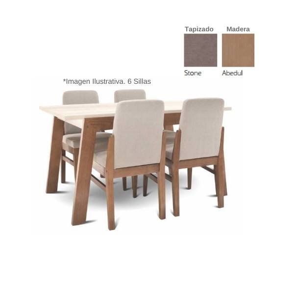 10645-min Juego de comedor Baku (Mesa 1.60x0.83 + 6 sillas Baku sunny stone) abedul Grupo Patria - Imagen 1