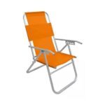 Reposera 5 posiciones tela aluminio respaldo alto naranja 5361