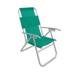 Reposera 5 posiciones tela aluminio respaldo alto verde petroleo 5361