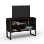 Rack mesa tv Steel 42" 4 estantes roble termo negro DST01RT, Delos