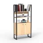 Estantería biblioteca industrial Steel 2 puertas roble natural DST22RN, Delos