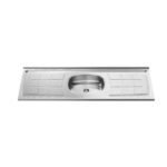 Mesada de acero 1.60 Mts 1 bacha 160x52-102  Delos