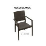 Sillon Lux simil rattan con apoyabrazos blanco, Brox