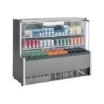 Vitrina refrigerada horizontal aire forzado + vidrio térmico para bebidas, embutidos y lacteos inox FSFAA14I, Inr