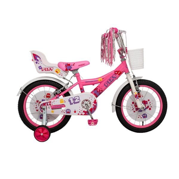 Bicicleta rod 12 Pixy nena rosa y blanca 2412D, Gribom